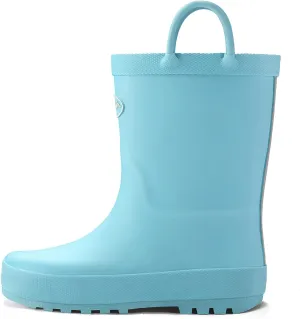 K KomForme Kids Rain Boots, Waterproof Rubber Matte Boots with Easy-on Handles