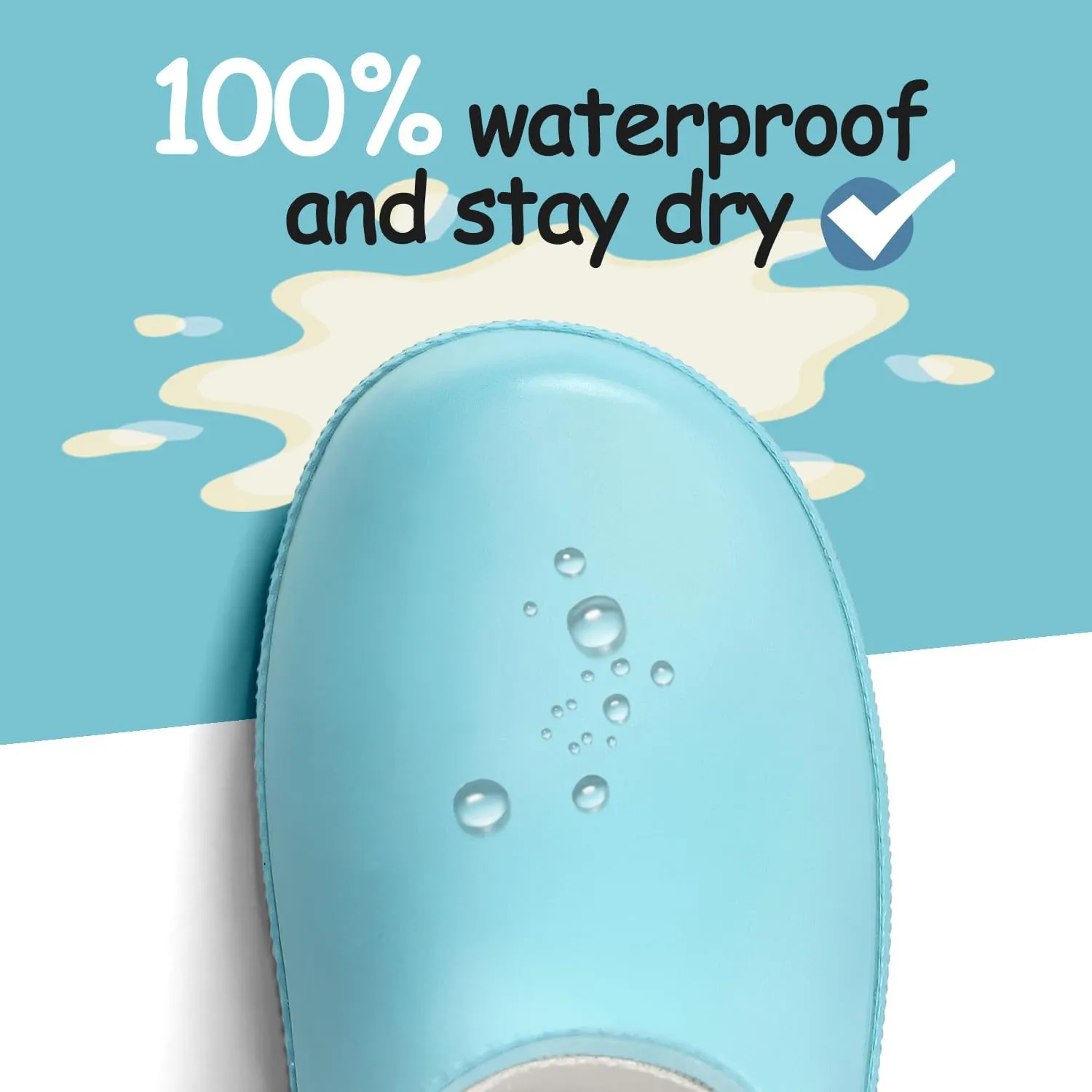 K KomForme Kids Rain Boots, Waterproof Rubber Matte Boots with Easy-on Handles