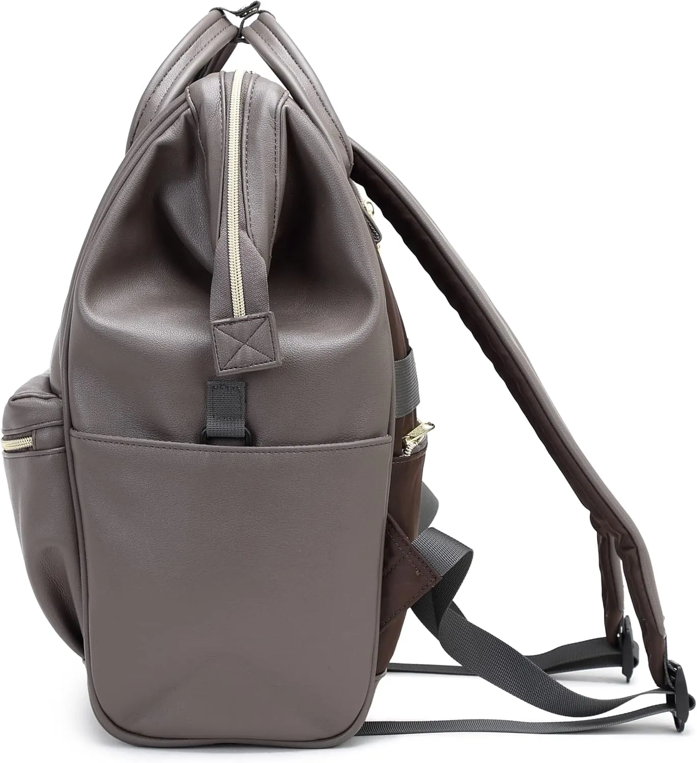 Kah&Kee Leather Backpack Diaper Bag Laptop Travel Doctor Teacher Bag For Women Man (Grey II)