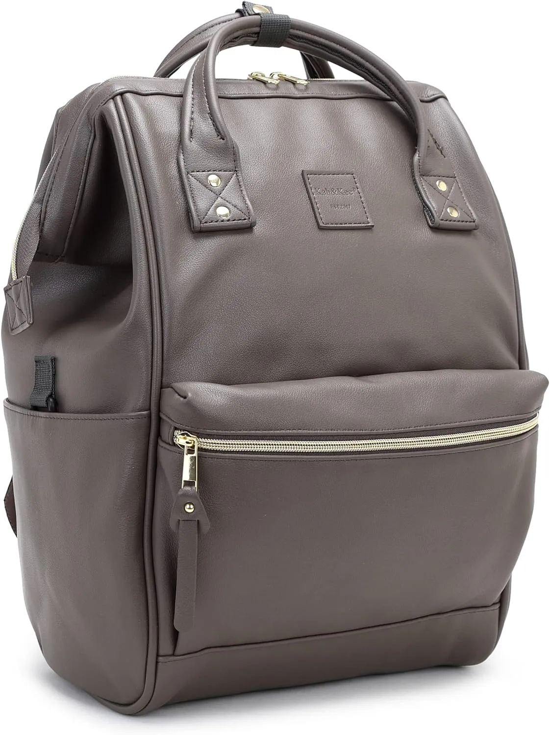 Kah&Kee Leather Backpack Diaper Bag Laptop Travel Doctor Teacher Bag For Women Man (Grey II)