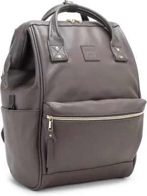 Kah&Kee Leather Backpack Diaper Bag Laptop Travel Doctor Teacher Bag For Women Man (Grey II)