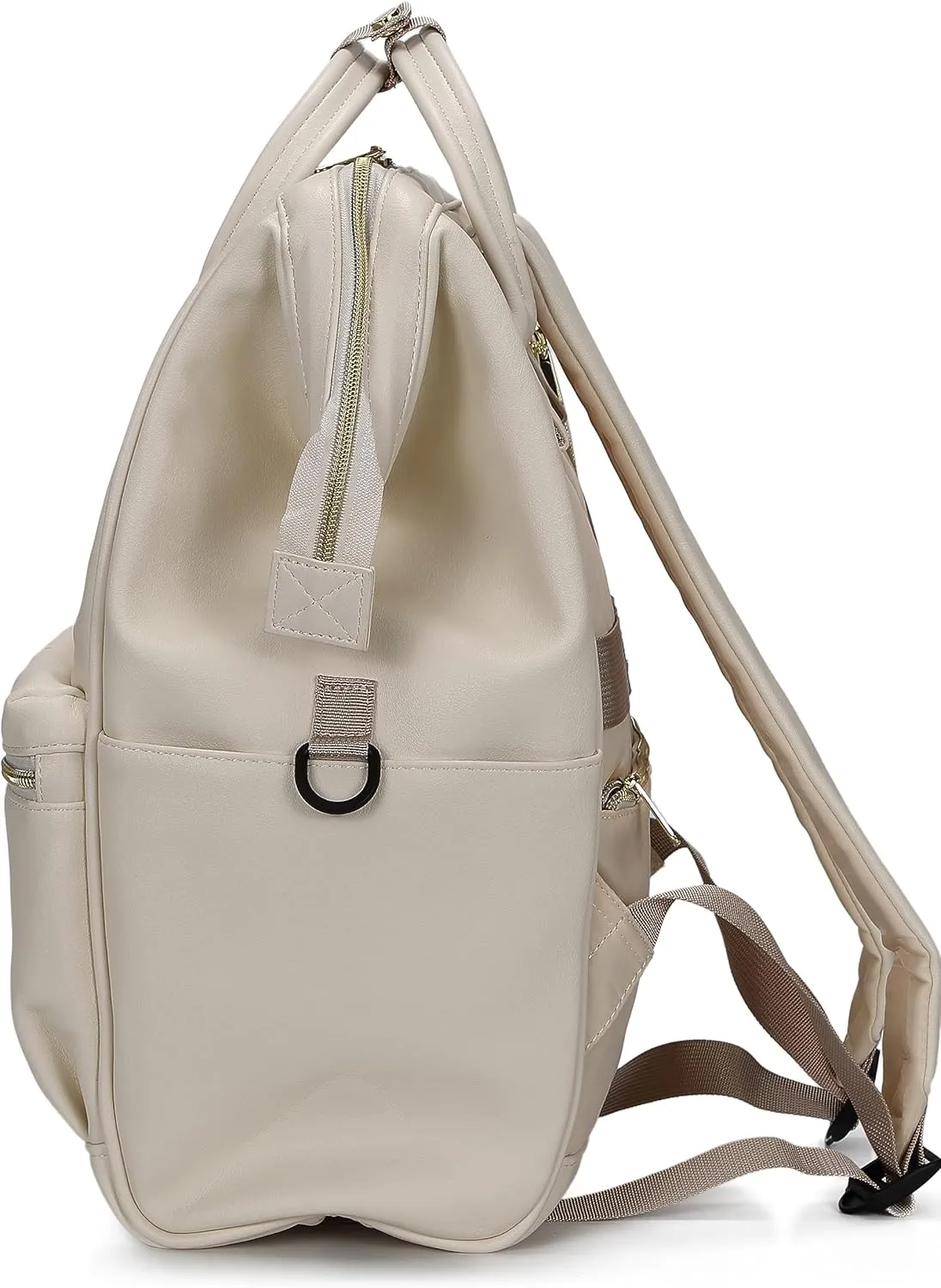 Kah&Kee Leather Backpack Diaper Bag Laptop Travel Doctor Teacher Bag For Women Man (Ivory II)