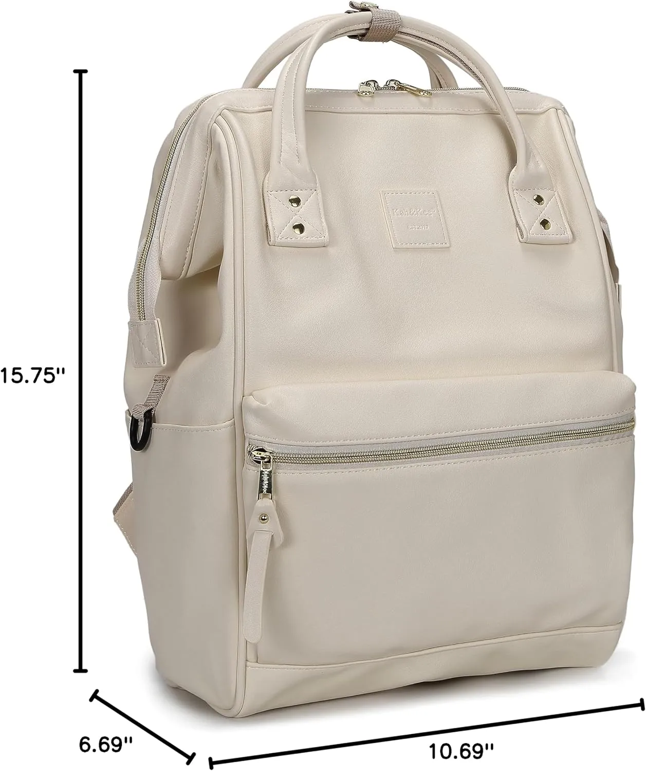 Kah&Kee Leather Backpack Diaper Bag Laptop Travel Doctor Teacher Bag For Women Man (Ivory II)