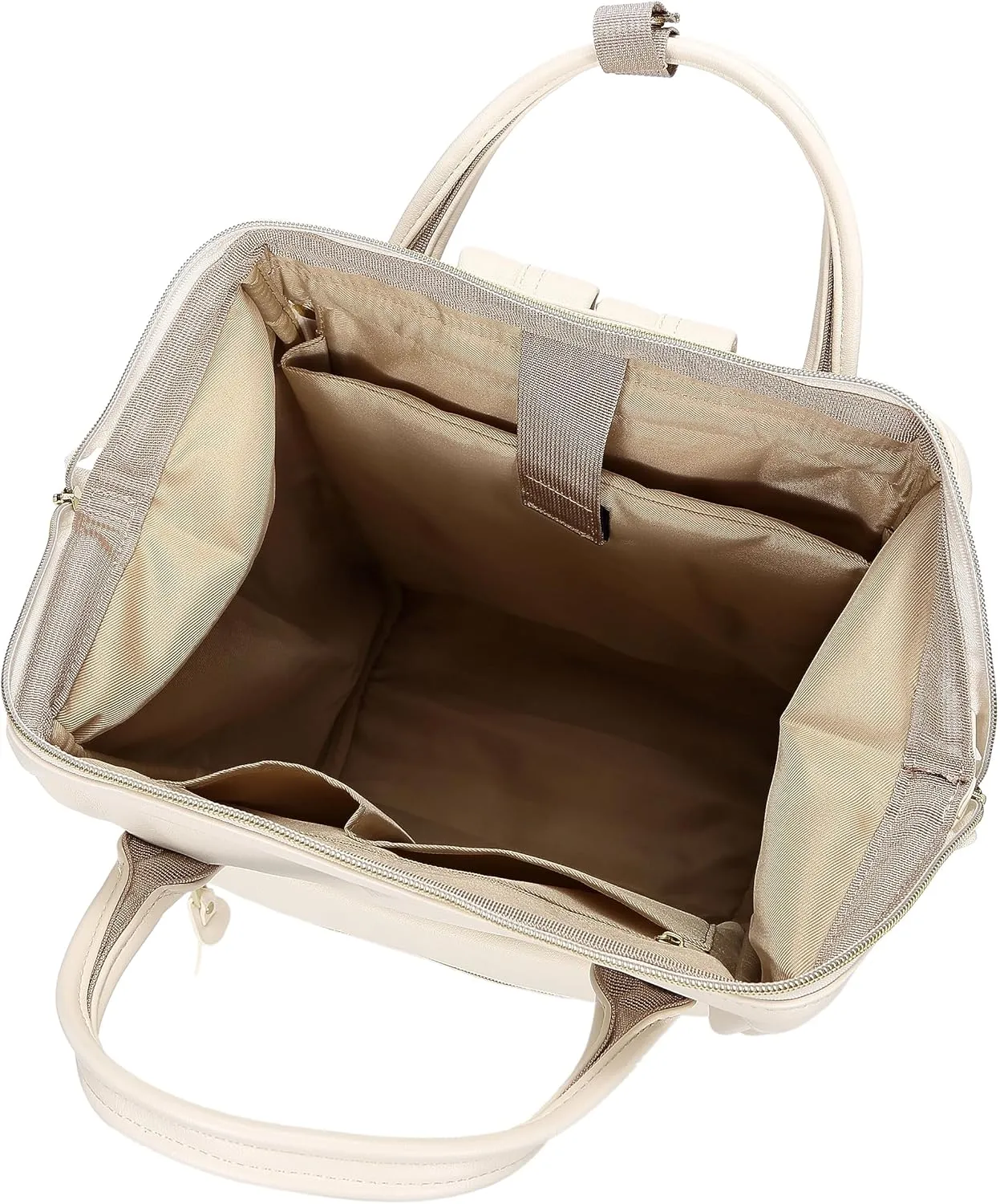 Kah&Kee Leather Backpack Diaper Bag Laptop Travel Doctor Teacher Bag For Women Man (Ivory II)