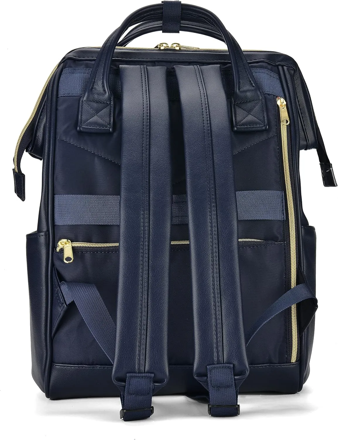 Kah&Kee Leather Backpack Diaper Bag Laptop Travel Doctor Teacher Bag For Women Man (Navy II)