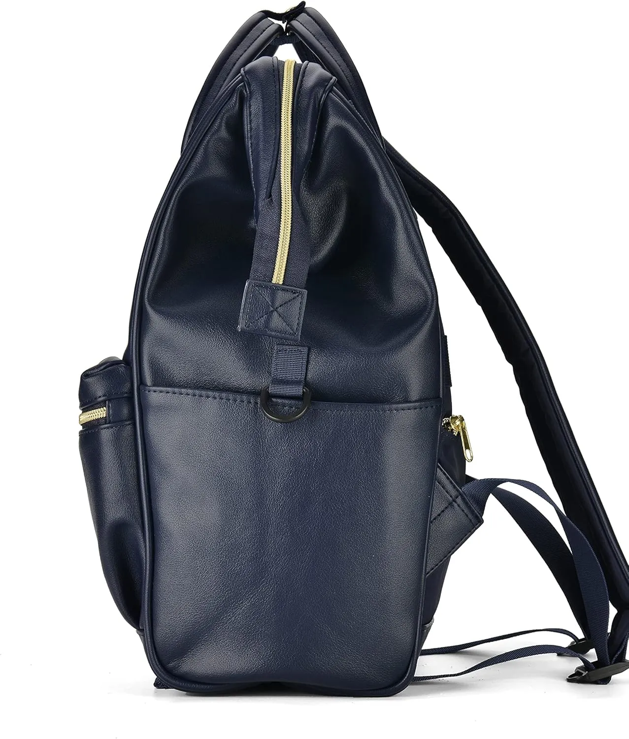 Kah&Kee Leather Backpack Diaper Bag Laptop Travel Doctor Teacher Bag For Women Man (Navy II)