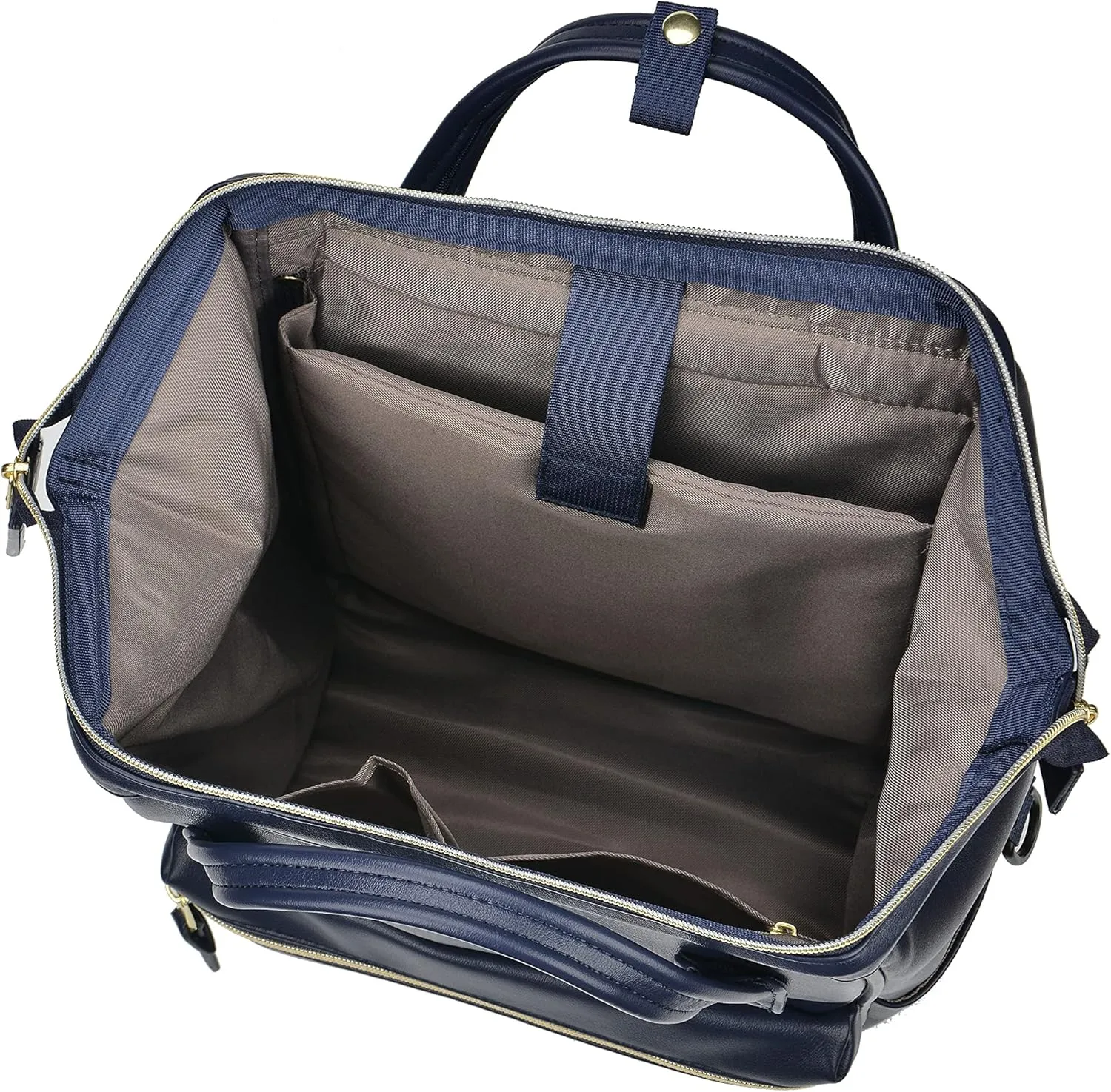 Kah&Kee Leather Backpack Diaper Bag Laptop Travel Doctor Teacher Bag For Women Man (Navy II)