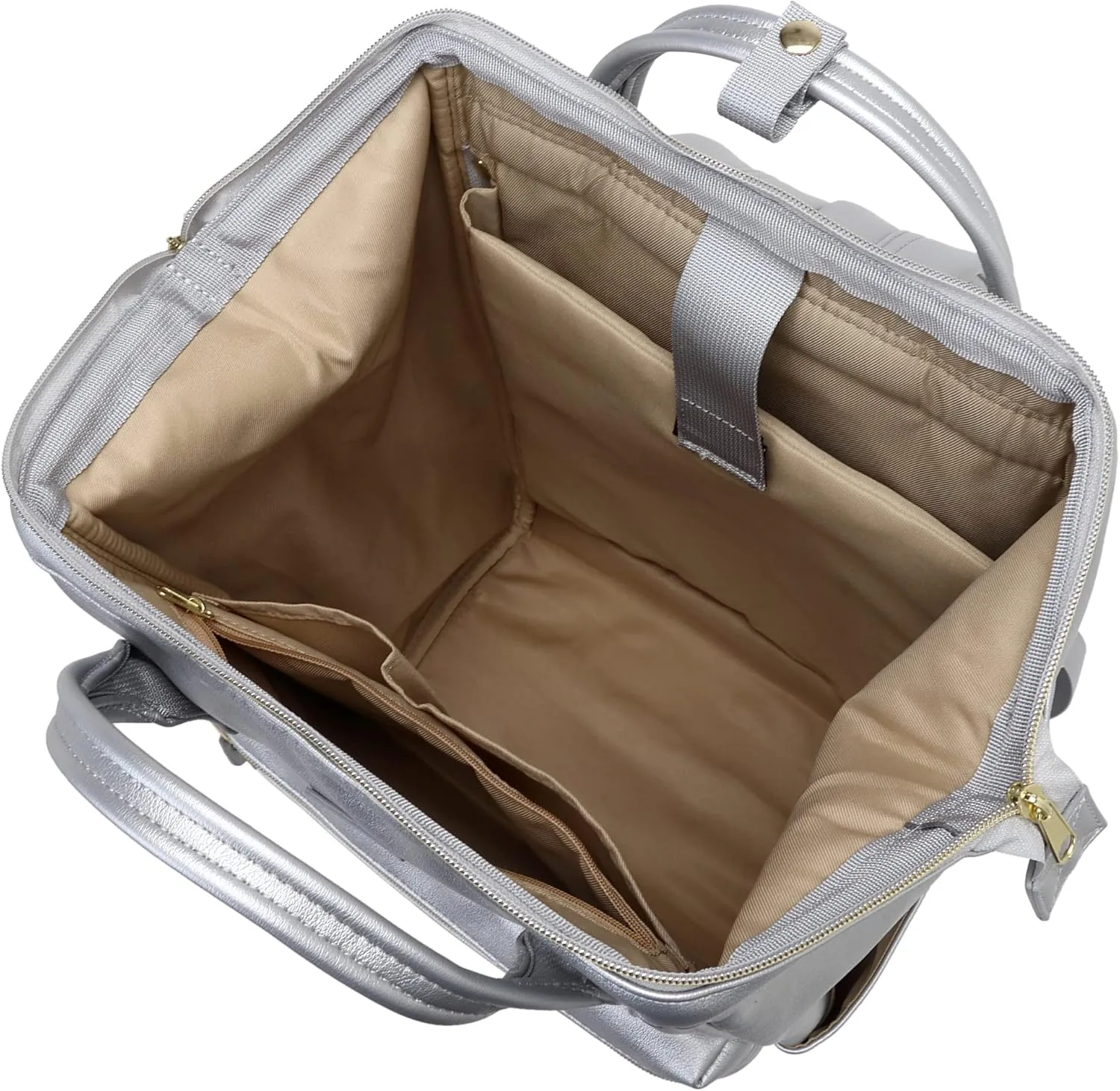 Kah&Kee Leather Backpack Diaper Bag Laptop Travel Doctor Teacher Bag For Women Man (Silver II)