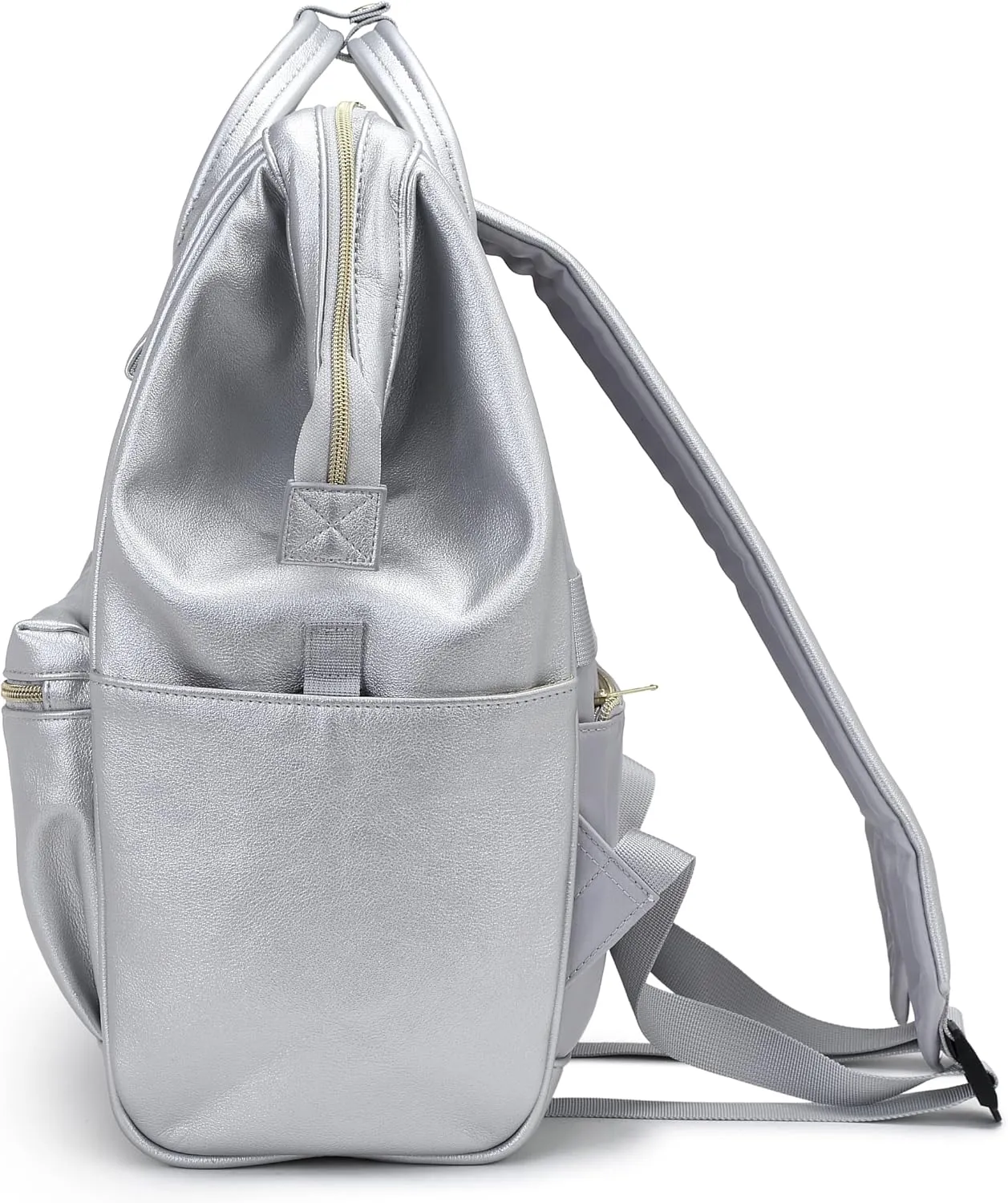 Kah&Kee Leather Backpack Diaper Bag Laptop Travel Doctor Teacher Bag For Women Man (Silver II)