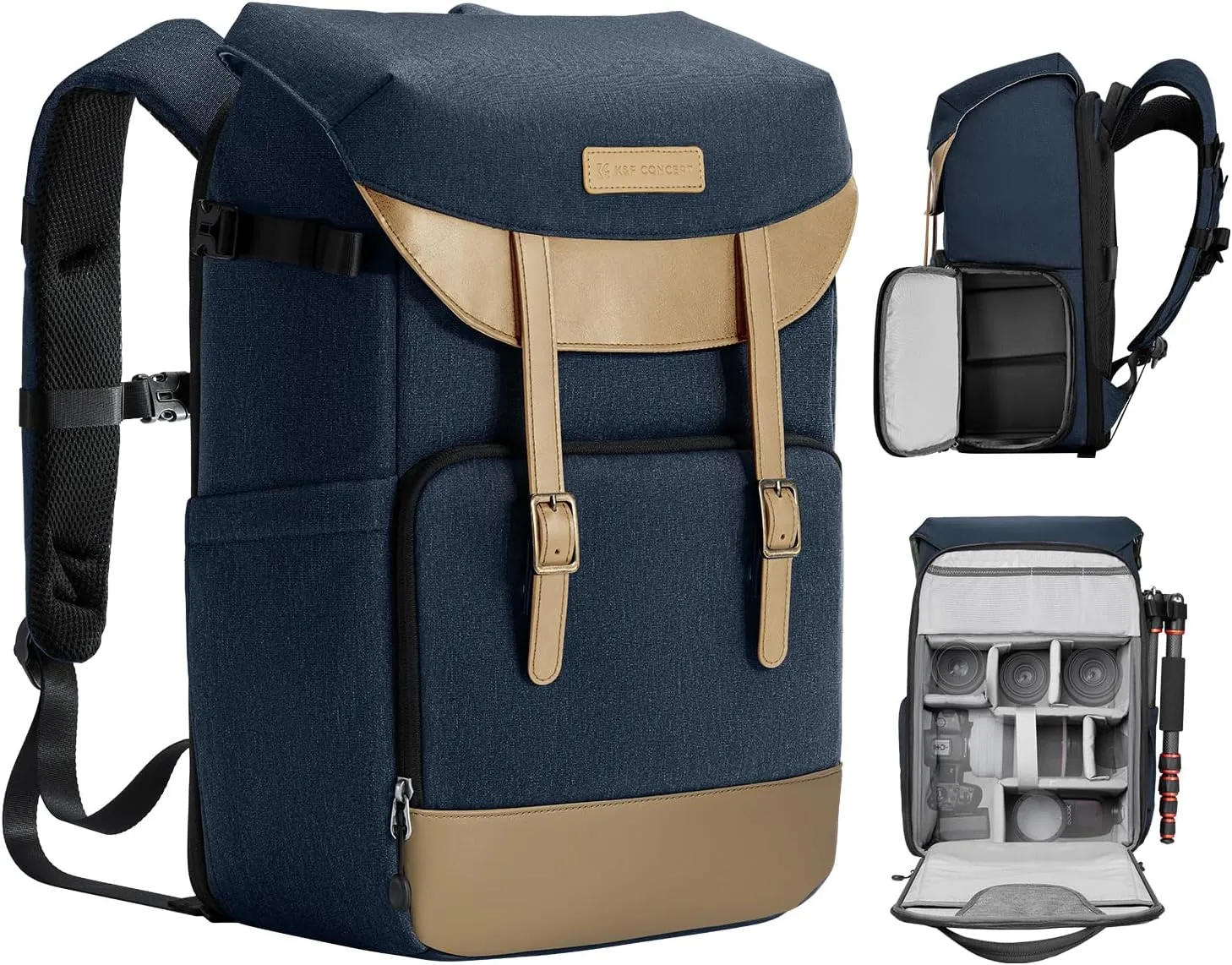 K&F Concept Camera Backpacks for Photographers Travel Bag for Tripod Camera Lence Accessory with laptop compartment and Rain Cover Waterproof Multi-Functional Camera Bags for Dslr Cameras