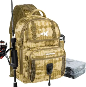 KastKing BaitSpace Fishing Sling Bag, Fishing Backpack with Rod & Beverage Holder, Tackle Bag for Fishing Gear