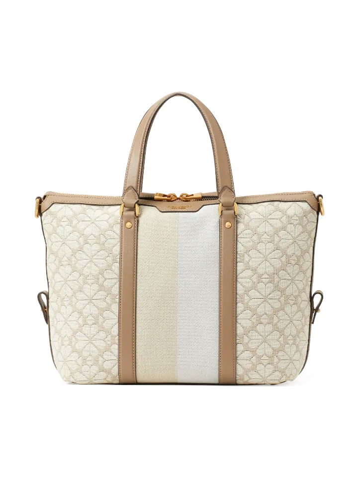 Kate Spade Flower Jacquard Stripe Faye Medium Satchel Natural Multi