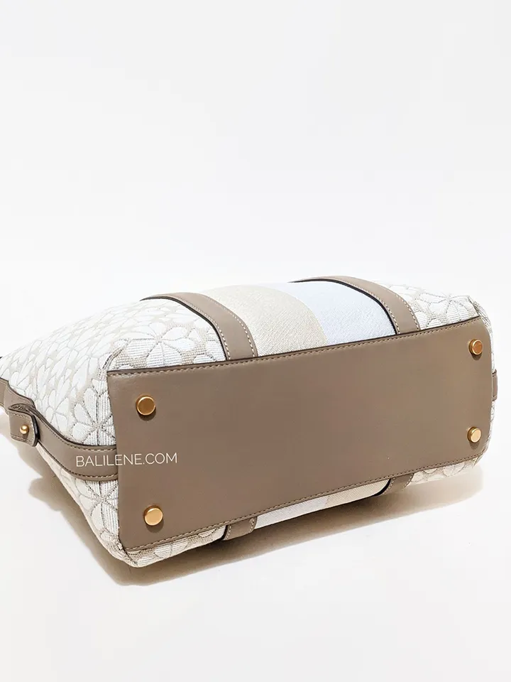 Kate Spade Flower Jacquard Stripe Faye Medium Satchel Natural Multi