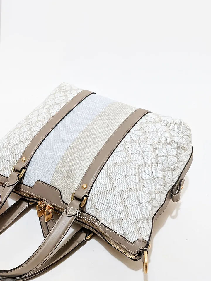 Kate Spade Flower Jacquard Stripe Faye Medium Satchel Natural Multi