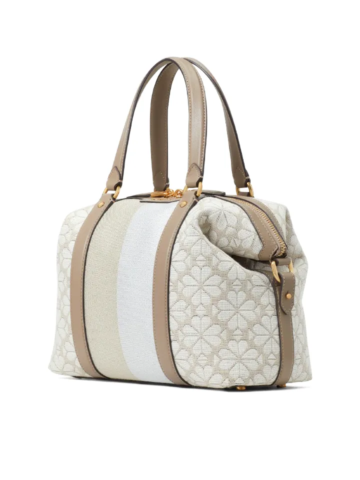 Kate Spade Flower Jacquard Stripe Faye Medium Satchel Natural Multi