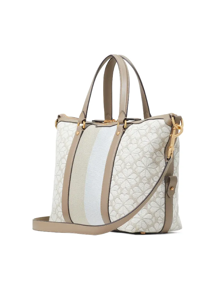 Kate Spade Flower Jacquard Stripe Faye Medium Satchel Natural Multi