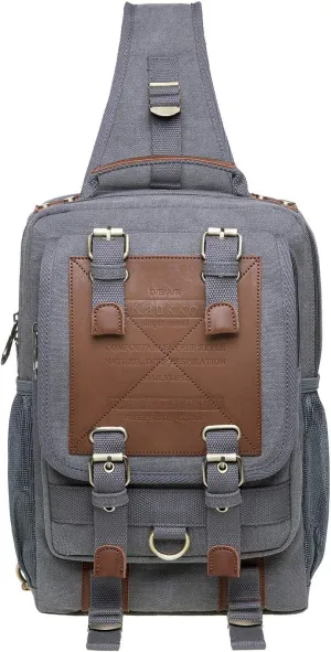 KAUKKO Canvas Messenger Bag Cross Body Shoulder Sling Backpack Travel Hiking Chest Bag