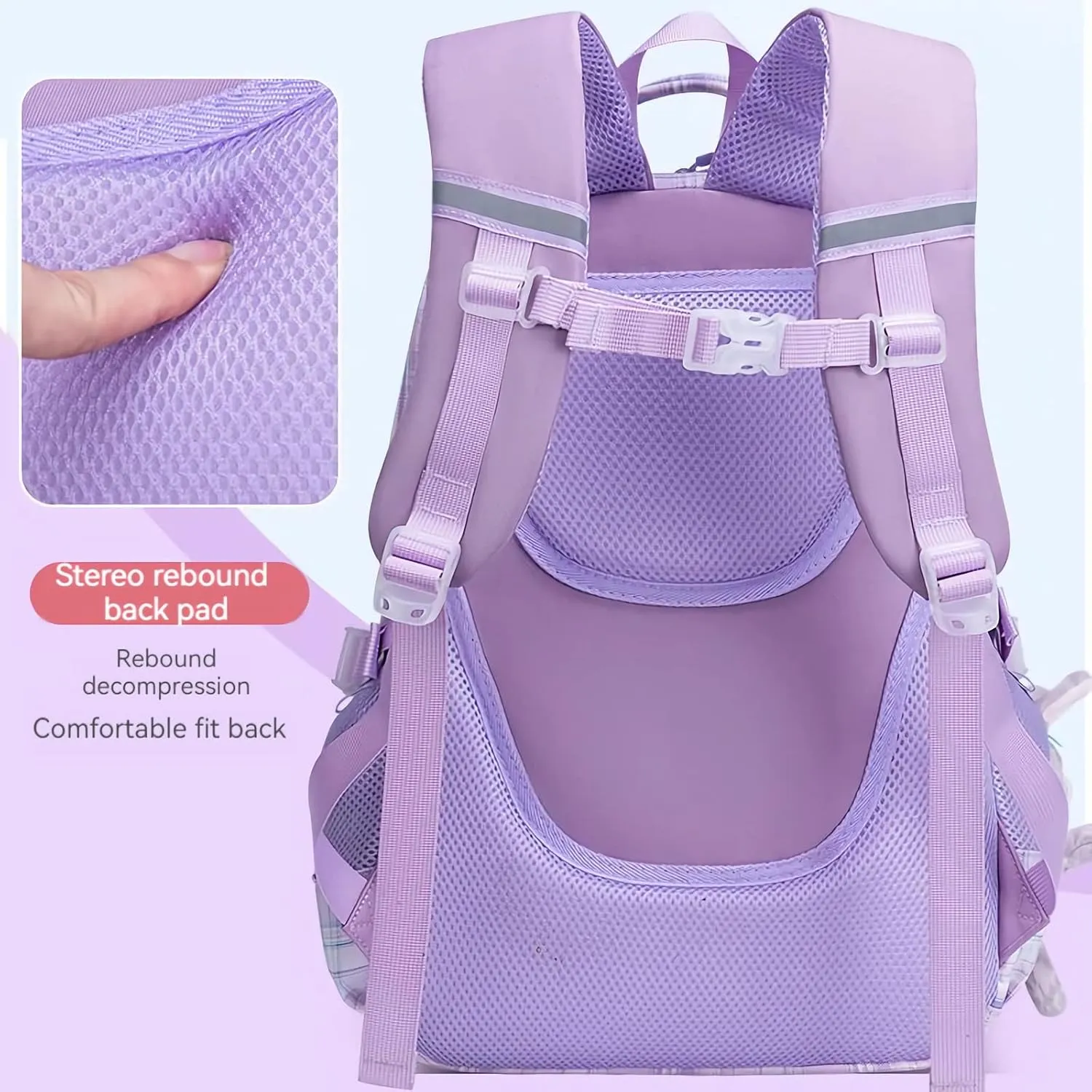 KEBEIXUAN Cute Backpack for School Girls, Multi-Pockets Kids Backpack Large Capacity Bookbag for Girls Age 6-12 (pink tote)