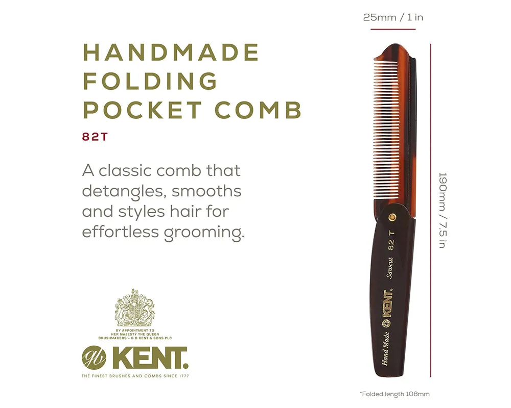 Kent Brushes Folding Comb - Compact Elegance for On-the-Go Grooming