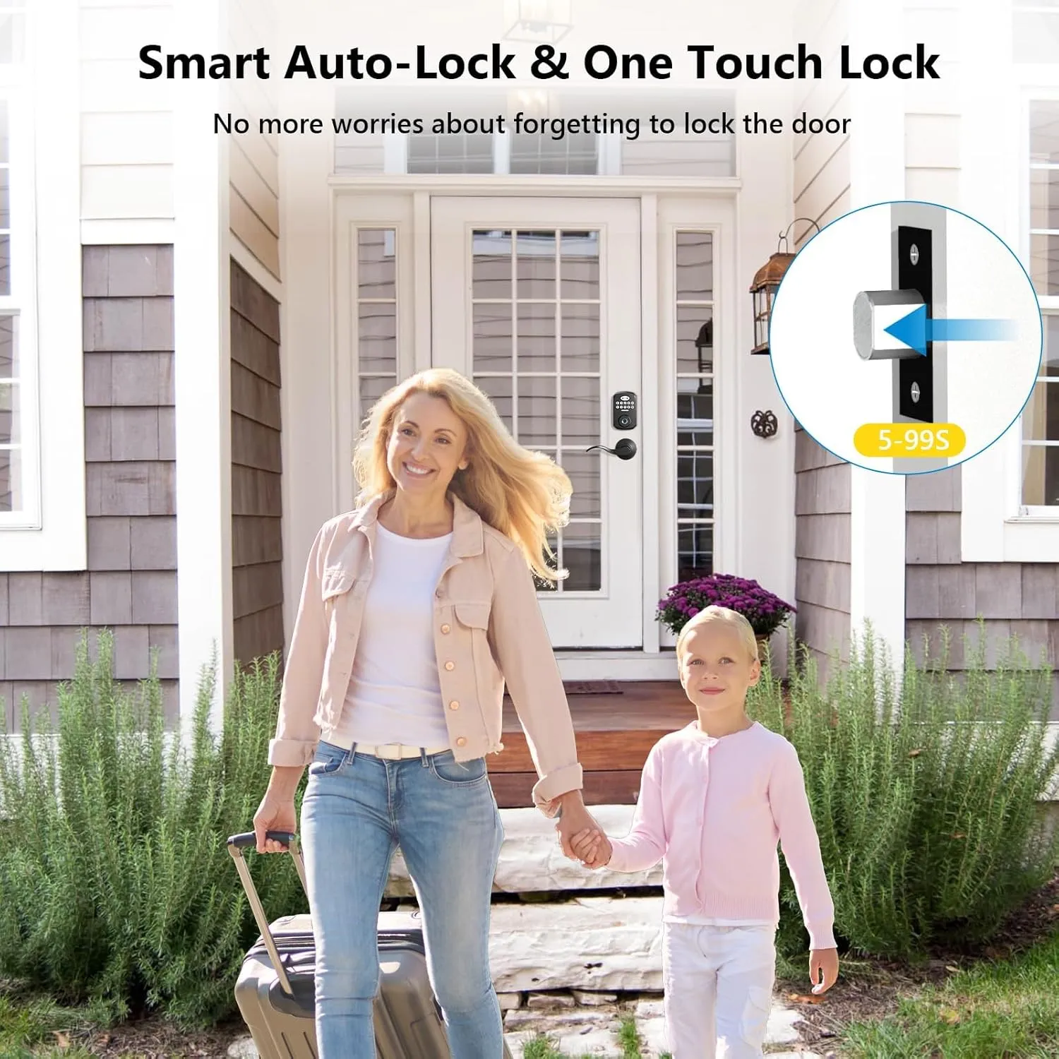 Keyless Entry Fingerprint Door Lock with 2 Lever Handles - PHYSEN Smart Deadbolt Set for Front Door - Electronic Digital Keypad Lock - Biometric- Auto Lock - Easy Installation - Matte Black