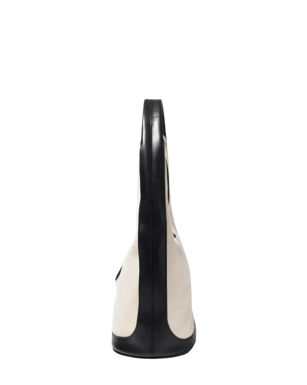 Khai Canvas Hobo Shoulder Bag in Ivory and Black