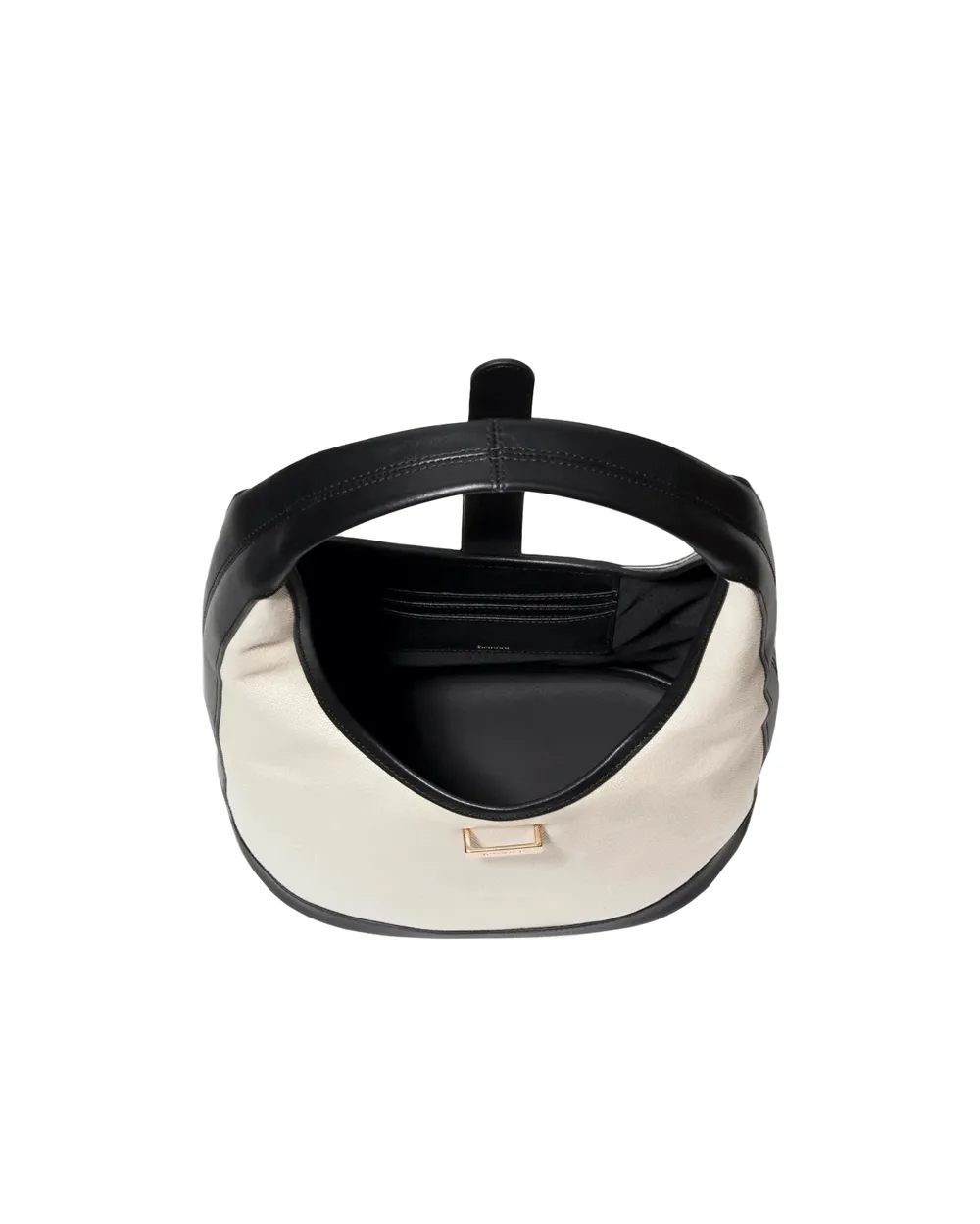 Khai Canvas Hobo Shoulder Bag in Ivory and Black