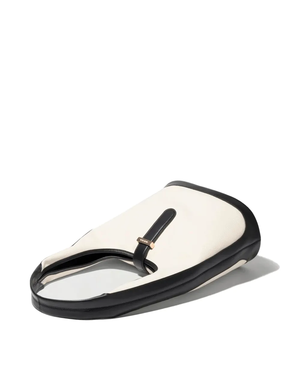Khai Canvas Hobo Shoulder Bag in Ivory and Black
