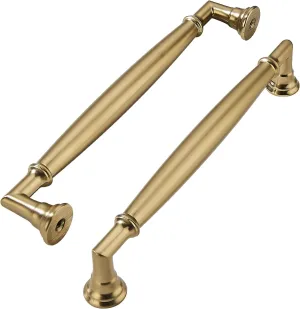 khtumeware 2 Pack 6 Inch(152mm) Brushed Brass Cabinet Pulls Heavy Duty Solid Warm Brass Cabinet Handles Kitchen Brushed Gold Cabinet Hardware for Cupboard Drawer Handles