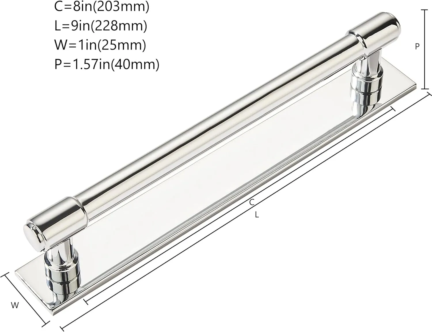 khtumeware 5 Pack 8 Inch(203 mm) Center to Center Polished Nickel Cabinet Pull Backplate with Base Plate Zinc Solid Kitchen Cabinet Handles Drawer Pulls Cabinet Hardware