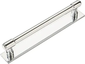 khtumeware 5 Pack 8 Inch(203 mm) Center to Center Polished Nickel Cabinet Pull Backplate with Base Plate Zinc Solid Kitchen Cabinet Handles Drawer Pulls Cabinet Hardware