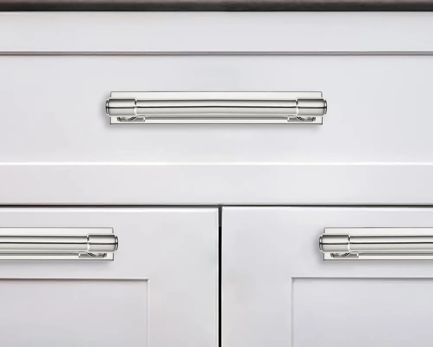 khtumeware 5 Pack 8 Inch(203 mm) Center to Center Polished Nickel Cabinet Pull Backplate with Base Plate Zinc Solid Kitchen Cabinet Handles Drawer Pulls Cabinet Hardware