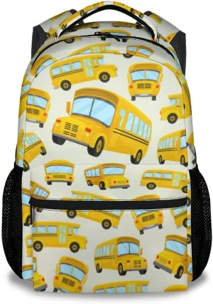 Kids Backpack School Bookbags, School Bus Backpack for Boys Girls Ages 6-12, 17 Inch School Backpacks for Primary, Cute Car Bookbag with Adjustable Straps, Yellow