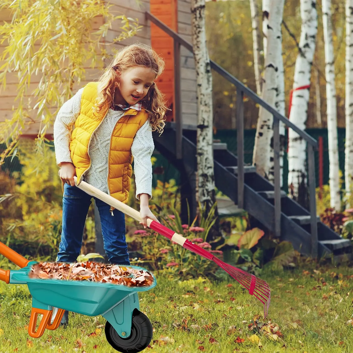 Kids Gardening Tools Outdoor Toys Set Backyard Play with Wheelbarrow Educational STEM Learning Pretend Toys Outdoor Indoor for Toddlers Kids Boys Girls