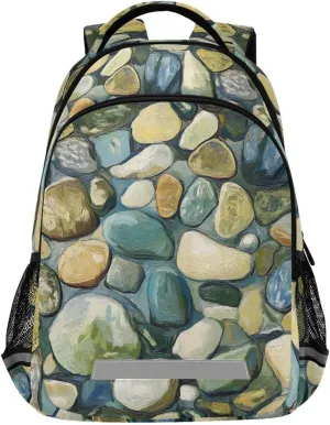 Kid's School Backpack-Colored Cobble Stone for Boys Girls Ages 6-12, Lightweight Bookbag with Padded Straps Reflective Stripes Daypack for Travel Hiking Study