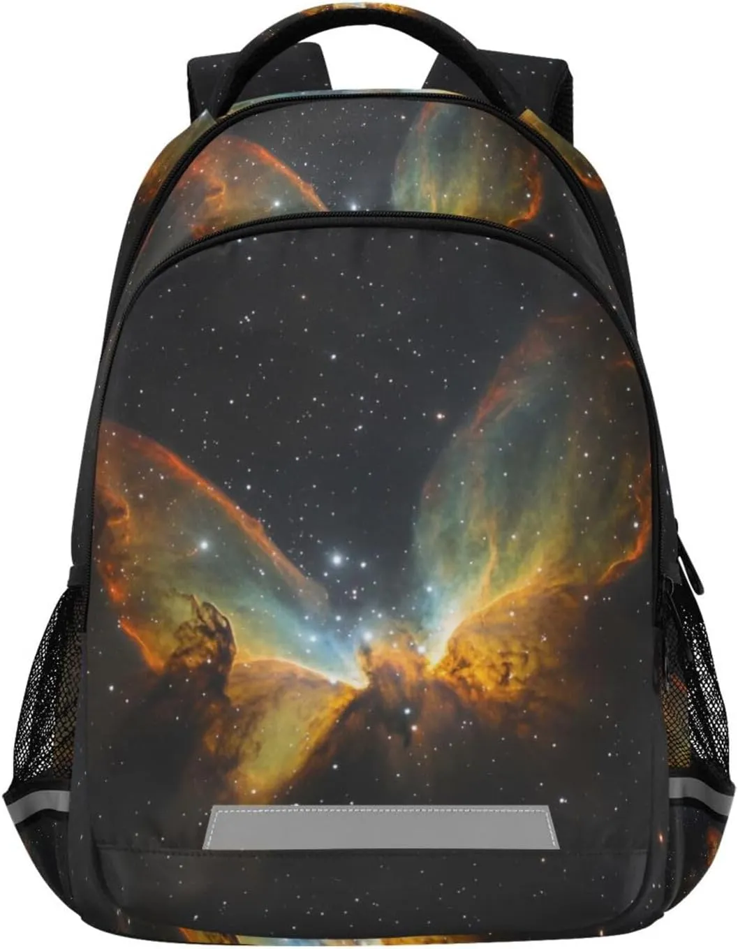 Kids School Backpack-Flaming Butterfly Galaxy for Boys Girls Ages 6-12, Lightweight Bookbag with Padded Straps Reflective Stripes Daypack for Travel Hiking Study