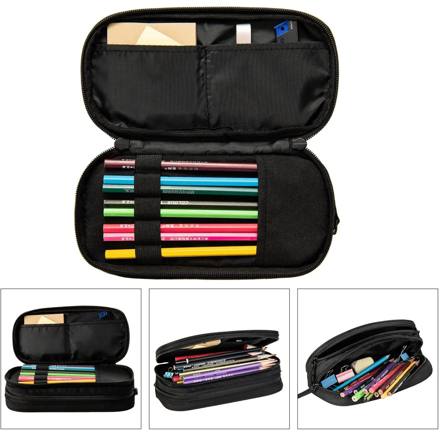 Kids Volleyball Pencil Case with Fire Basketball Print, Big Capacity Black Sports-Themed Pencil Pouch Stationery Bag with Zipper Portable Travel Storage Box Desk Pen Bag for Boys Girls