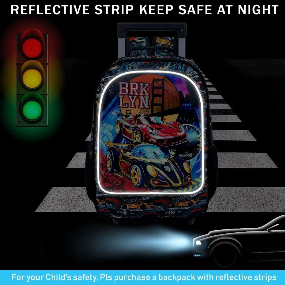 KLFVB Rolling Backpack for Girls Boys, Kids Roller Wheels School Bookbag with Lunch Bag, Wheeled School Bag for Children