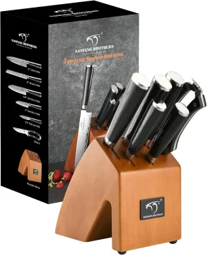 Knife Sets for Kitchen with Block, 7 Pieces Damascus Knife Set, VG10 Steel with Micarta Handle, Chef Knife Set and Kitchen Shear