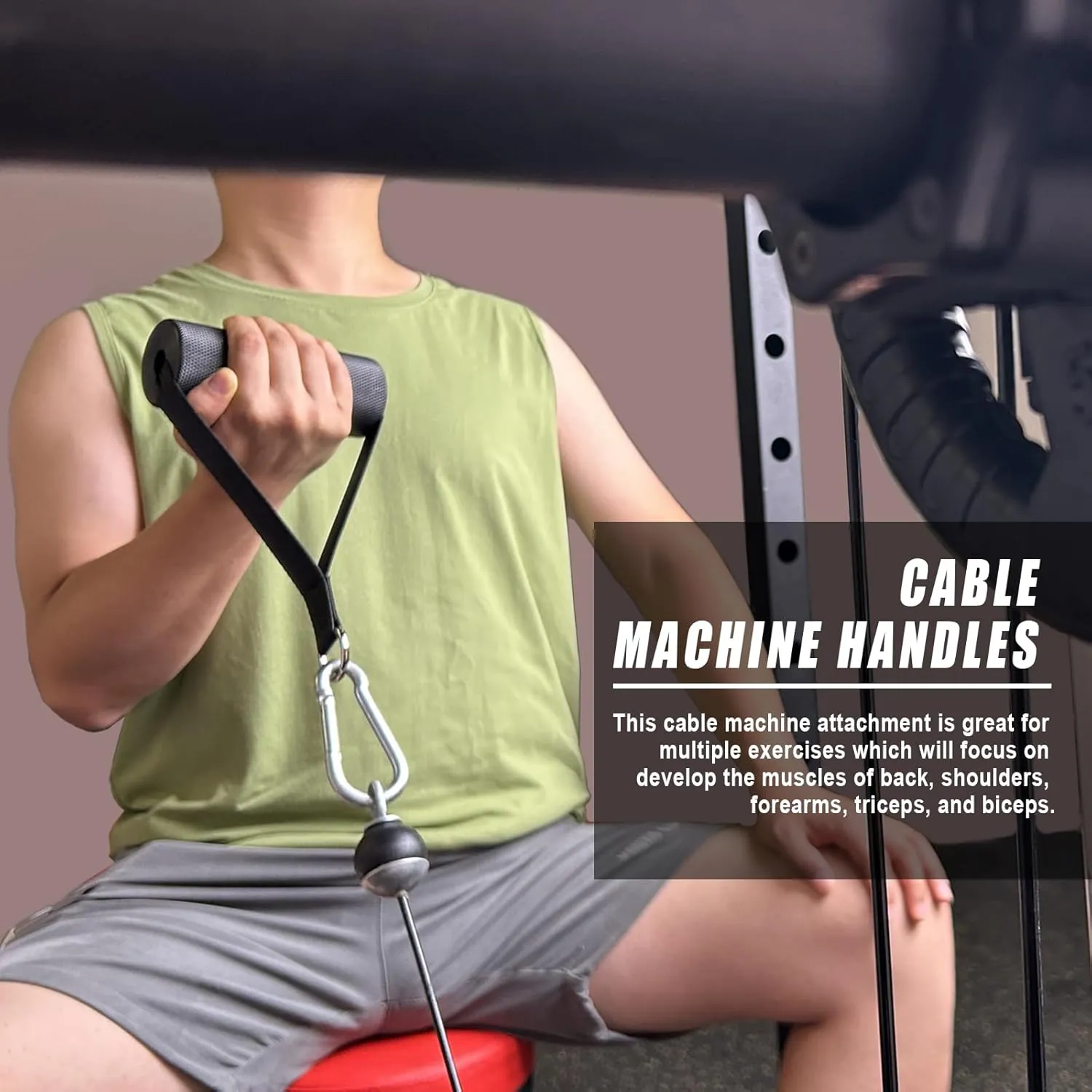 KORIKAHM Arm Wrestling Handles, Fat Armwresting Training Equipment LAT Pulldown Attachments D Handle, V Bar Cable Machine Attachments, Gym Handles for Forearm, Wrist Strength Training Equipment