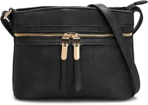 LA TERRE Zipper Pocket Crossbody Bags, Lightweight Medium Crossbody Purses Women's Shoulder Handbags