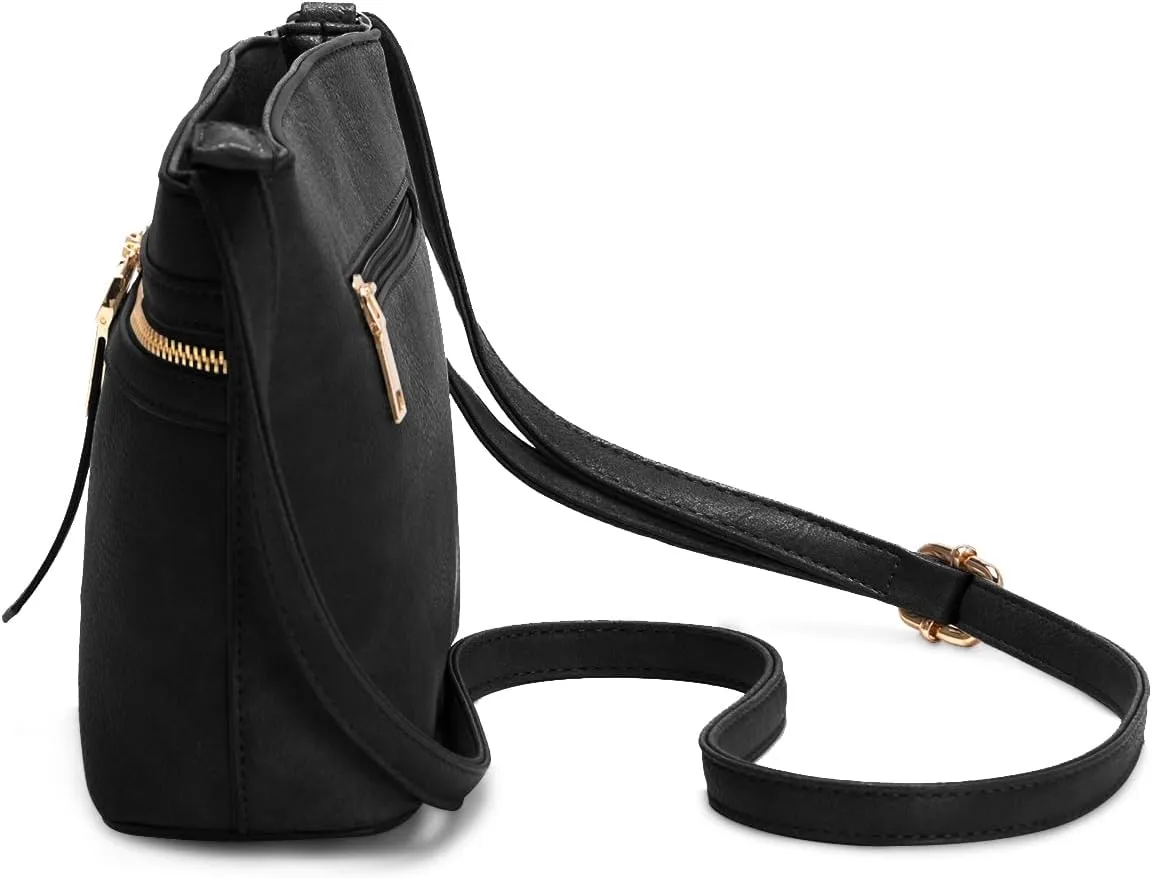 LA TERRE Zipper Pocket Crossbody Bags, Lightweight Medium Crossbody Purses Women's Shoulder Handbags