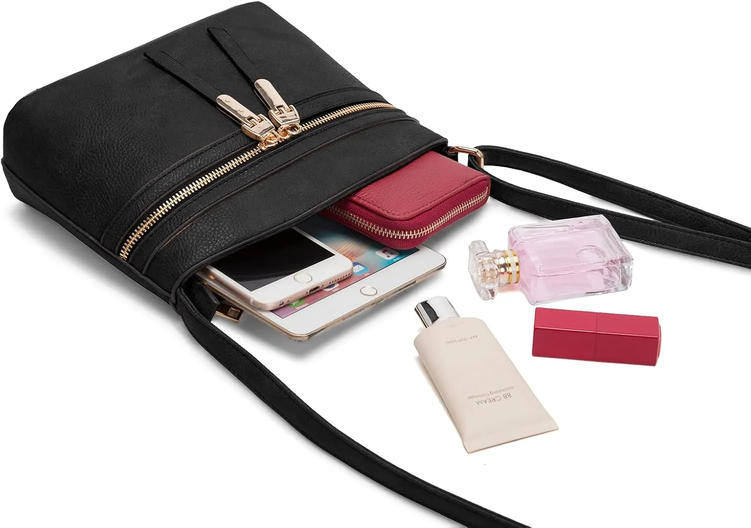 LA TERRE Zipper Pocket Crossbody Bags, Lightweight Medium Crossbody Purses Women's Shoulder Handbags