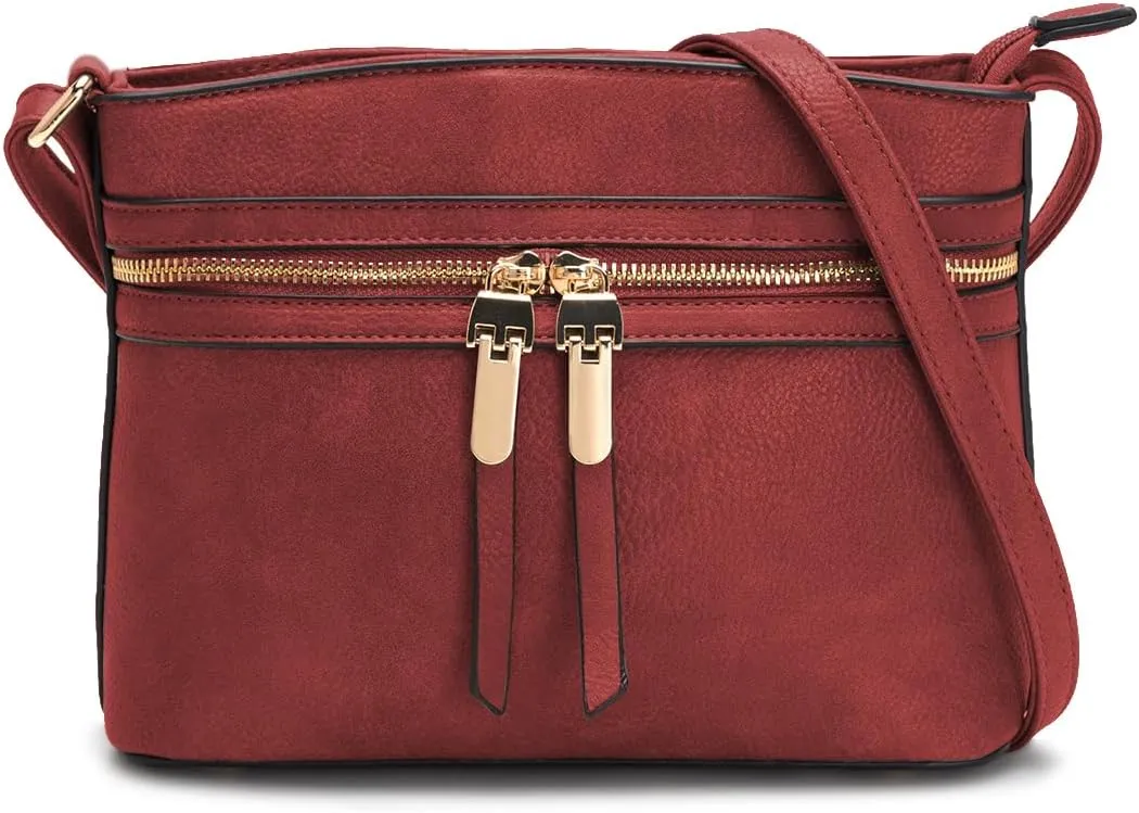 LA TERRE Zipper Pocket Crossbody Bags, Lightweight Medium Crossbody Purses Women's Shoulder Handbags