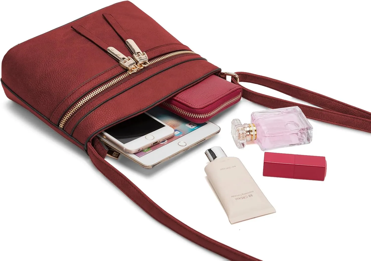 LA TERRE Zipper Pocket Crossbody Bags, Lightweight Medium Crossbody Purses Women's Shoulder Handbags