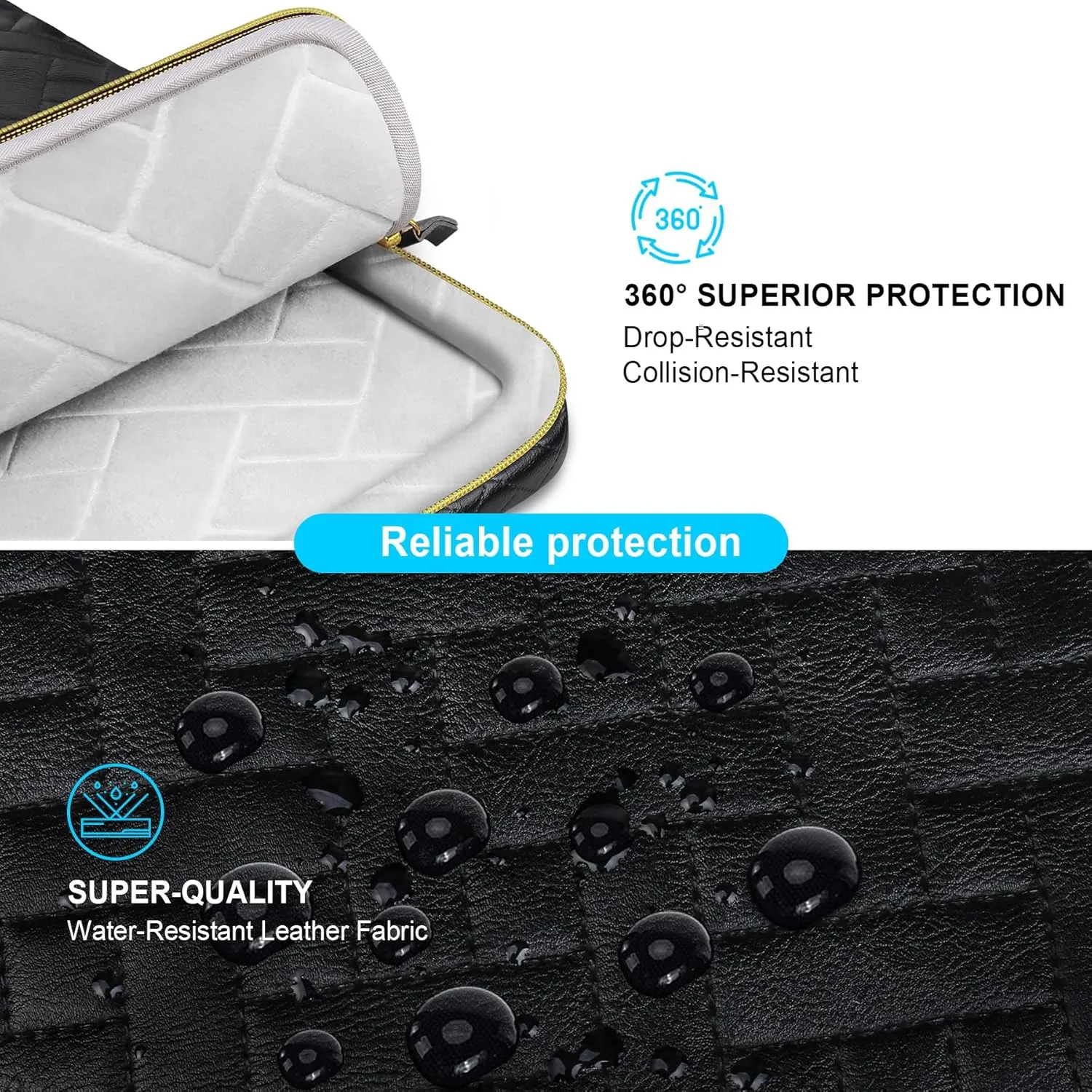 Lacdo 360° Protective Laptop Shoulder Bag for 15 inch New MacBook Air M4 A3241 2025, M3 A3114, M2 A2941 2024-2023, 15 inch MacBook Pro A1990 A1707, Dell XPS 15 Plus Computer Case Bag, Elegant Black