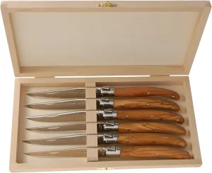 LAGUIOLE Jean Dubost Knives with Olive Wood Handles,Set of 6
