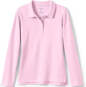 Lands' End School Uniform Girls Long Sleeve Feminine Fit Interlock Polo Shirt