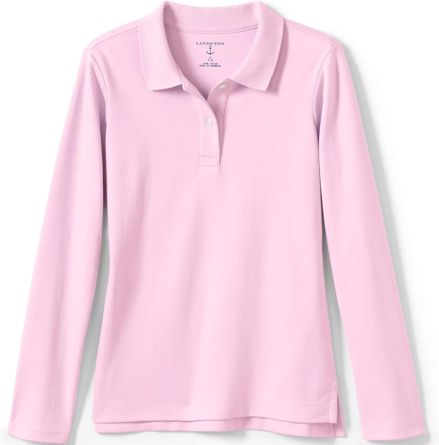 Lands' End School Uniform Girls Long Sleeve Feminine Fit Interlock Polo Shirt