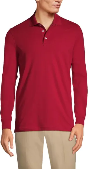 Lands' End School Uniform Kids Long Sleeve Interlock Polo Shirt