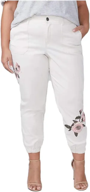 Lane Bryant Birch Embroidered Utility Ankle Pants